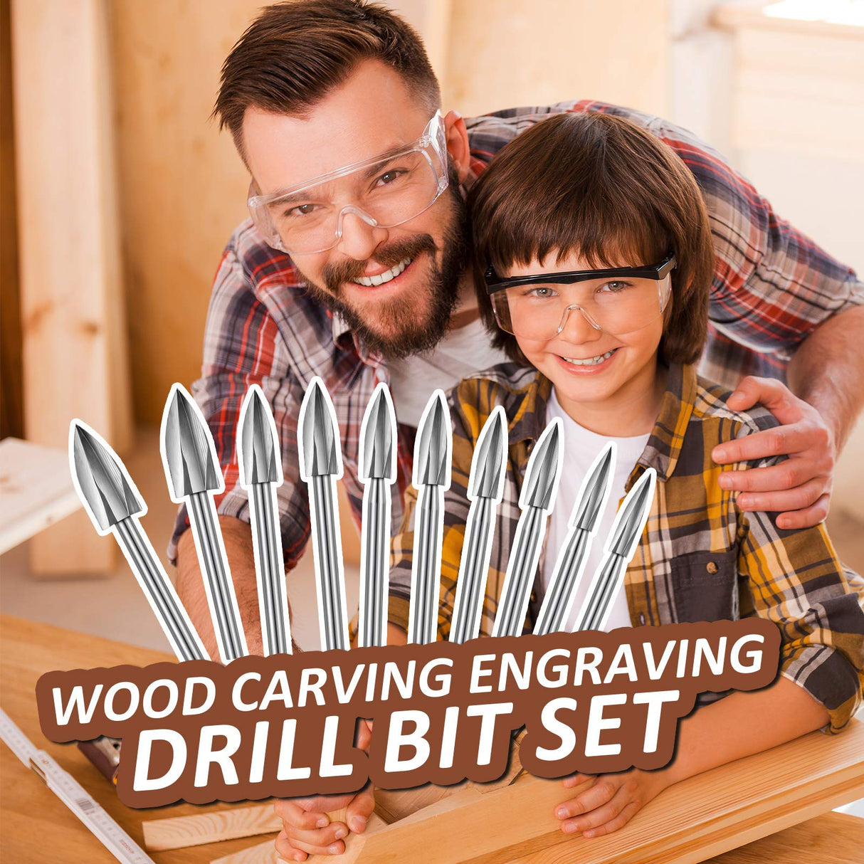 20 Pieces Wood Carving Drill Bit Set Includes HSS Engraving Drill Accessories Bit and HSS Carbide Wood Milling Burrs Universal Fitment for Rotary Honoson