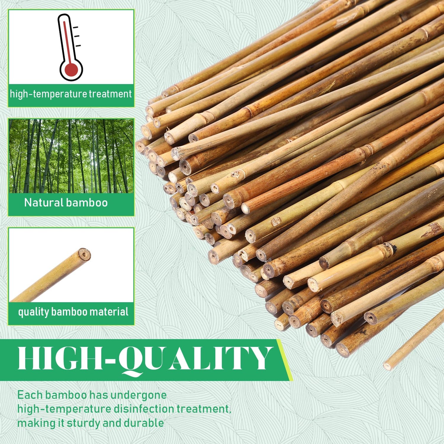 Suclain 100 Pcs Bamboo Plant Stakes Plant Support Stakes Indoor and Outdoor Garden Sticks Garden Stakes for Tomato, Bean, Flowers, Trees Potted and Suclain