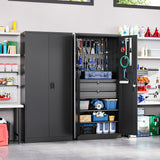 Yizosh Metal Garage Storage Cabinet with Locking Doors and Drawers, Heavy Duty Steel Tool Cabinet with Pegboard, 71" - Lockable Cabinets for Garage, Yizosh