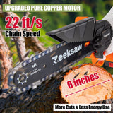 Mini Chainsaw 6 Inch Cordless, Zeeksaw Super Power Hand Chain Saw with Batteries, Electric Mini Cordless Chainsaw Battery Powered, Handheld Small Zeeksaw