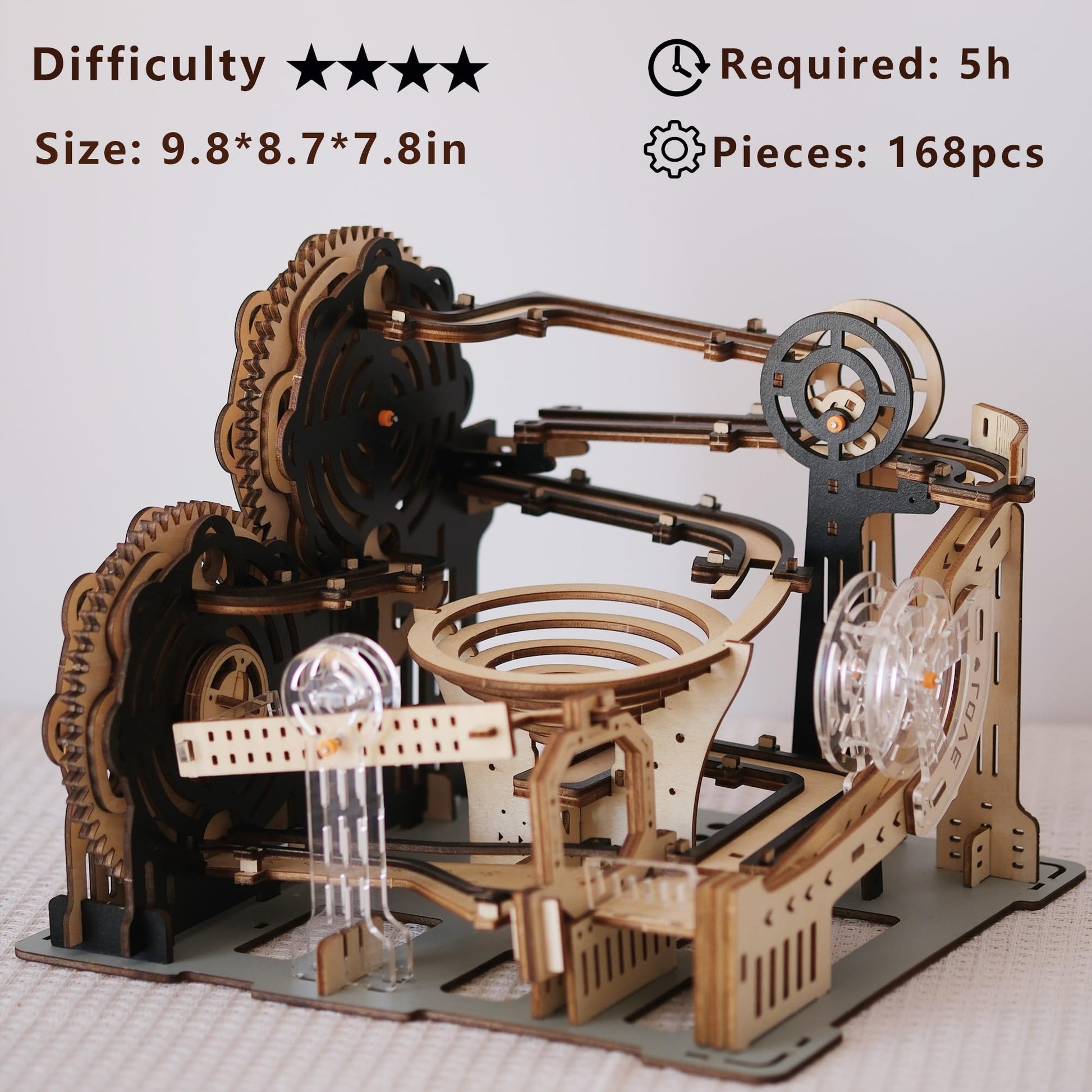 Suerte Marble Run 3D Wooden Puzzles for Adults Model Building Kits Gearjits Mechanical Puzzles Marble Maze DIY Assembly Puzzle Track Gift for Men - WoodArtSupply