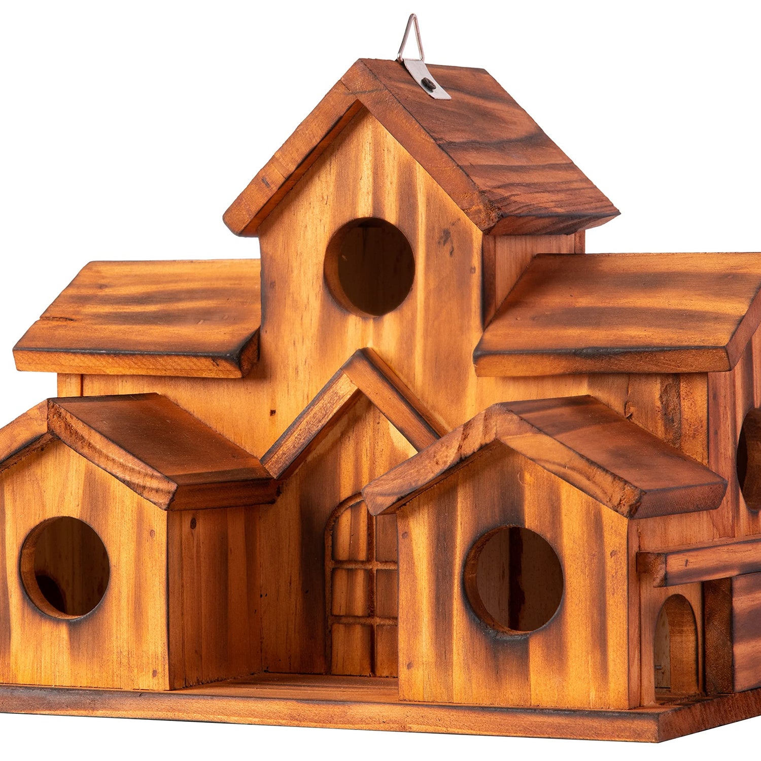 COLEBA Bird Houses for Outside,Outdoor 5 Hole Bird House Room for 5 Bird Families Bluebird Finch Cardinals Hanging Birdhouse for Garden (Brown - Set COLEBA