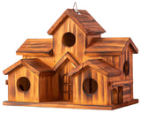 COLEBA Bird Houses for Outside,Outdoor 5 Hole Bird House Room for 5 Bird Families Bluebird Finch Cardinals Hanging Birdhouse for Garden (Brown - Set COLEBA