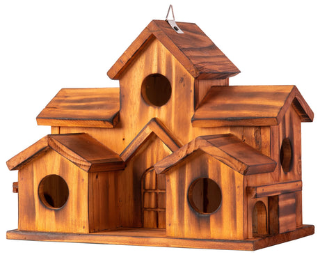 COLEBA Bird Houses for Outside,Outdoor 5 Hole Bird House Room for 5 Bird Families Bluebird Finch Cardinals Hanging Birdhouse for Garden (Brown - Set COLEBA