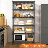 REIBII 6-tire Wire Shelving Rack,Storage Shelves Metal Shelves for Storage Load 1000 LBS,Heavy Duty Shelving Unit with Wire Shelf Adjustable Pantry REIBII