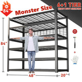 REIBII 84" H Garage Shelving, 6-Tier Garage Storage Shelves Heavy Duty Shelving Loads 3500LBS, 48" W Adjustable Garage Shelves Metal Shelving Storage REIBII