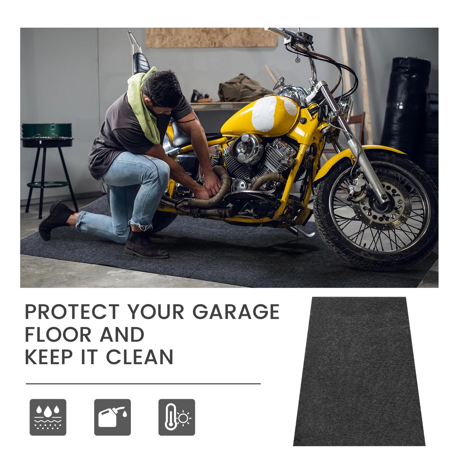 Datanly 1 Piece Oil Spill Mat, 60 x 36 Inch Garage Floor Mat Under Car Driveway Mats Oil Leaks Absorbent Oil Pad, Reusable, Washable, Durable, Datanly