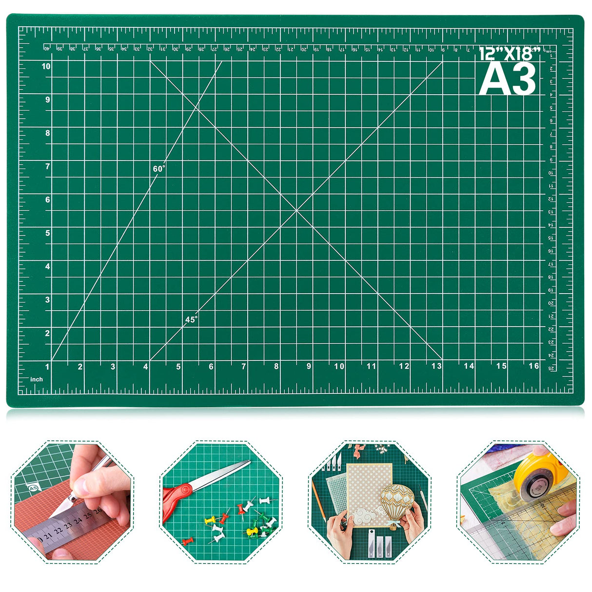 anezus Self Healing Sewing Mat, 12inch x 18inch Rotary Cutting Mat Double Sided 5-Ply Craft Cutting Board for Sewing Crafts Hobby Fabric Precision anezus