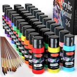 Acrylic Paint Set of 36 Colors 2fl oz 60ml Bottles,Non Toxic 36 Colors Acrylic Paint No Fading Rich Pigment for Kids Adults Artists Canvas Crafts HissiCo