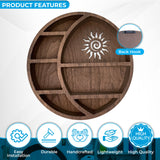 Wooden Crescent Sun Moon Shelf Wall Decor - Decorative Boho Home Hanging Display Shelf for Bedroom, Dorm, Nursery - Easy Mount Storage for Crystals Nimpro