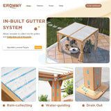 EROMMY Louvered Pergola 10' x 10' Outdoor Hard Top Gazebo with Wooden Grain Aluminum Frame and Adjustable Metal Rainproof Roof for Garden & Patio, EROMMY