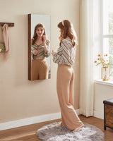 SONGMICS Mirror Jewelry Cabinet Armoire Organizer, Wall/Door Mount Storage Cabinet with Full-Length Frameless Lighted, Built-in Makeup Mirror, 2 SONGMICS