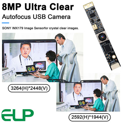 ELP 8mp USB Camera Module with Microphone Autofocus PC Camera for Computer 4K Lightburn Camera for Laser Engraver Mini Auto Focus Webcam Board CCTV - WoodArtSupply