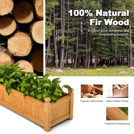 S AFSTAR Wooden Raised Garden Bed, Outdoor Rectangular Planter Box W/ Drainage Holes, Wood Raised Planter for Vegetable Fruit Flower, Rise Planter S AFSTAR