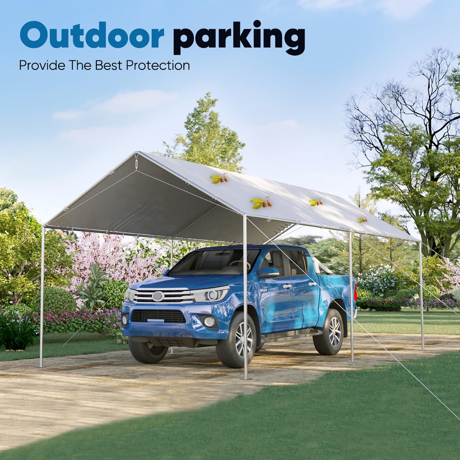 Quictent 10X20ft Upgraded Heavy Duty Carport Car Canopy Party Tent with 3 Reinforced Steel Cables-Gainsboro Quictent