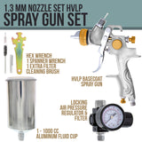 TCP Global® Brand Professional 1.3mm HVLP Spray Gun-gravity Feed-auto Paint Basecoat Clearcoat with Air Regulator (G6600-13) TCP Global