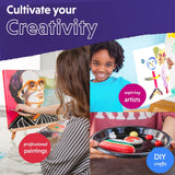 Acrylic Paint Set for Adults and Kids - 24 Pack of 12mL Paints with 3 Art Brushes, Non-Toxic Craft Paint, Halloween Pumpkin Painting Kit - Canvas, Crafts 4 All