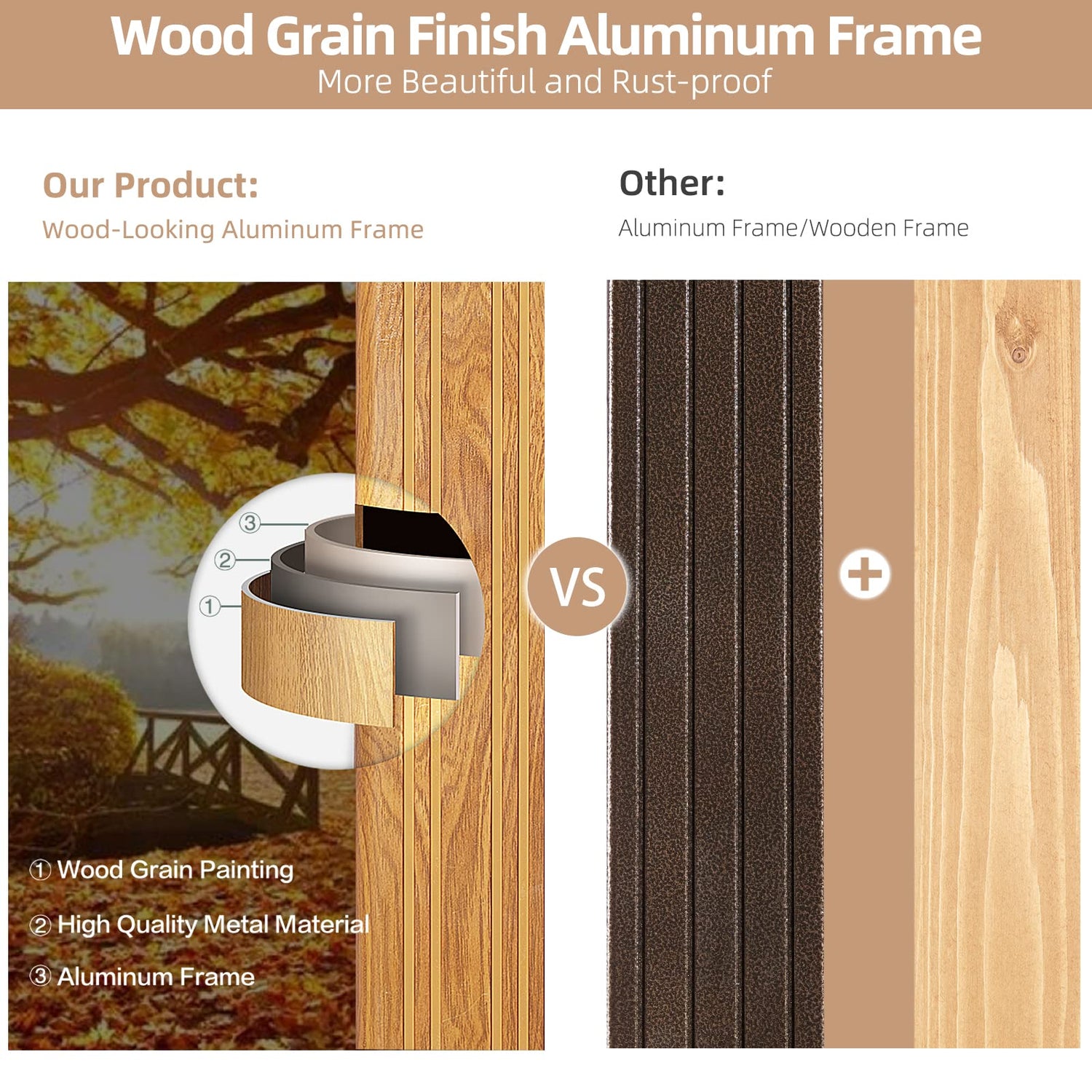 YOLENY 12' x 20' Gazebo, Hardtop Gazebo Wood-Looking Gazebo with Galvanized Steel Double Roof, Aluminum Frame, Outdoor Patio Hardtop Gazebo with YOLENY