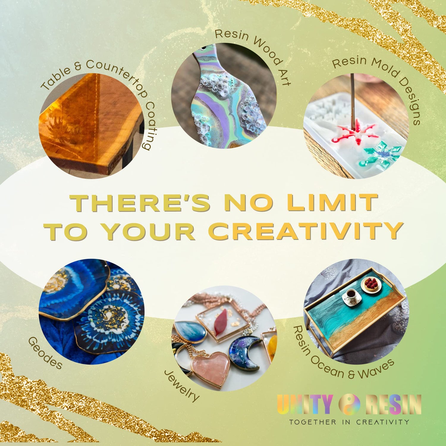 UNITY RESIN- Premium 1 Gallon Epoxy Resin, Crystal Clear & Low Bubbles, Non-Yellow UV Protection with HALS, Versatile & Easy-to-Use 1:1, Coating & Unity Resin