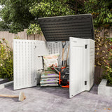 Greesum Outdoor Horizontal Resin Storage Sheds 34 Cu. Ft. Weather Resistant Resin Tool Shed, Extra Large Capacity Weather Resistant Box for Bike, Greesum