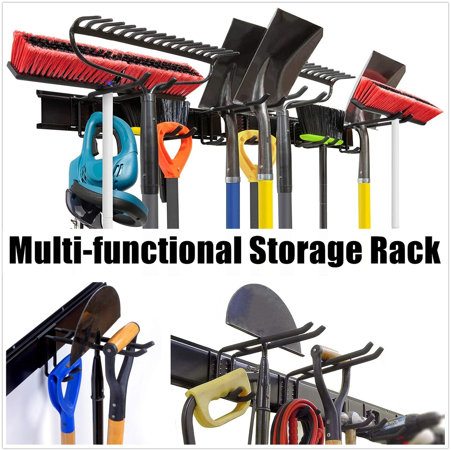 WALMANN Garage Storage Organization System Ski Wall Rack 10 Pairs of Skis Mount Hanger Home Shed and Garage Snowboard Wall Rack System Holds Up to Walmann