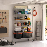 Furinno Wayar Metal Storage Shelf Rack, 6 Tiers, 48-Inch Taller, Stainless Steel Furinno