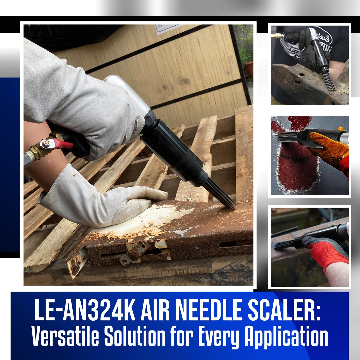 LE LEMATEC LE-AN324K 4800 BPM, Air Needle Scaler Gun with Hammer Chisel Kit, Pneumatic Tool Set, Heavy Duty Rust, Weld and Paint Remover, Metal LE LEMATEC
