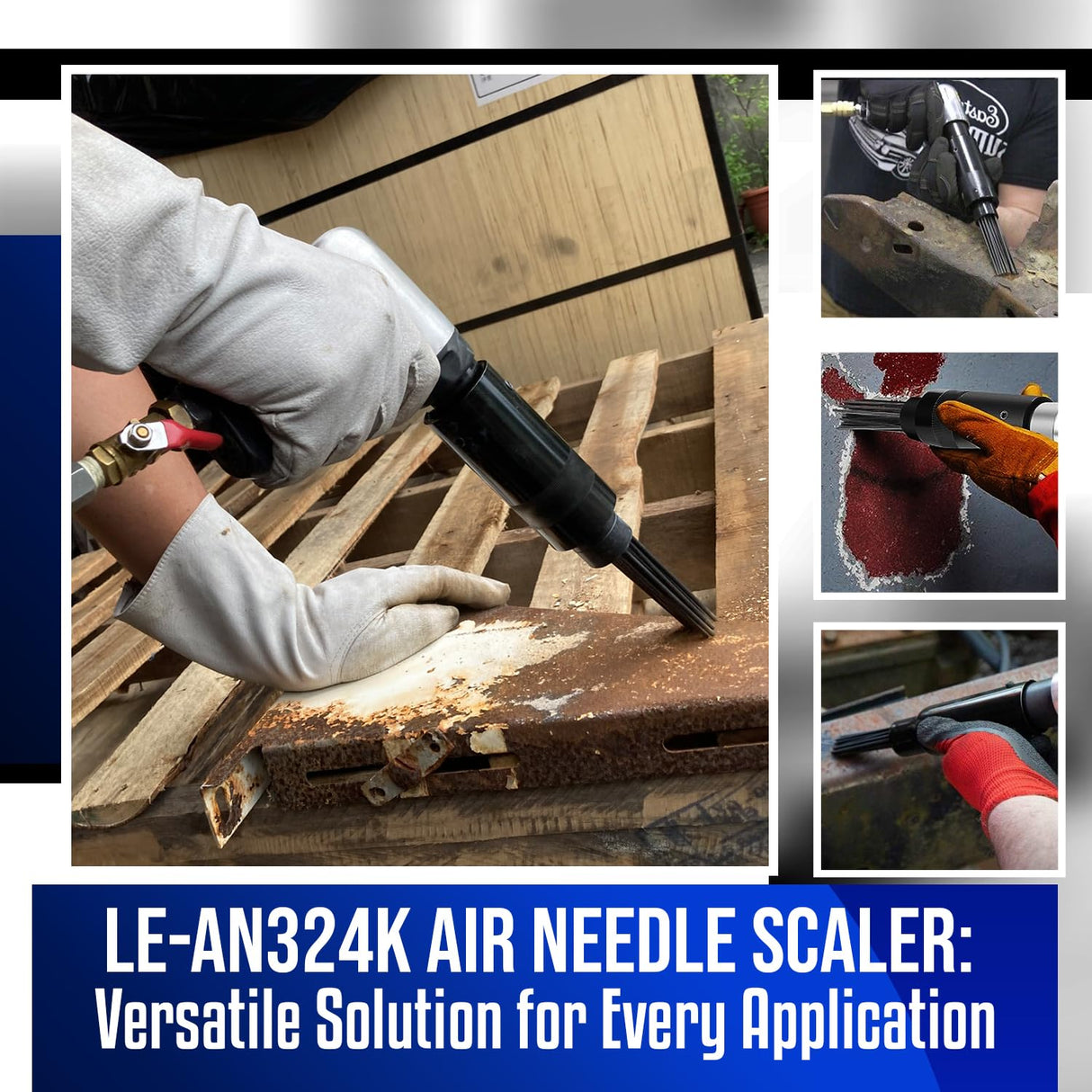 LE LEMATEC LE-AN324K 4800 BPM, Air Needle Scaler Gun with Hammer Chisel Kit, Pneumatic Tool Set, Heavy Duty Rust, Weld and Paint Remover, Metal LE LEMATEC