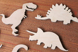 Set of 6 Large Dinosaur Wood Cutout Shapes 6", 8",10" or 12" available Cut out T-Rex Brontosaurus Brachiosaurus Velociraptor + more Texan Wood Crafts
