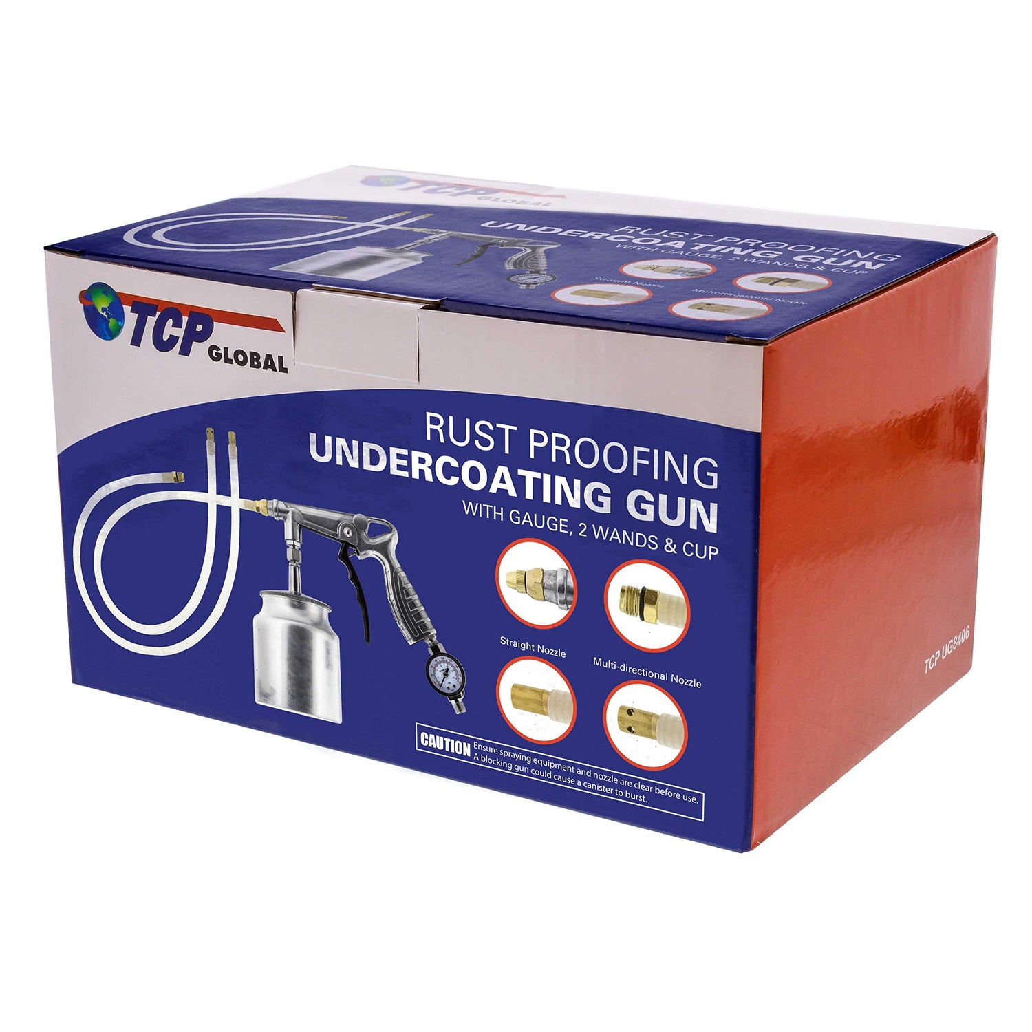 TCP Global Air Rust Proofing and Undercoating Gun with Gauge & Suction Feed Cup, 2 Wands - 22" Long Flexible Extension Wand with Multi-Directional TCP Global