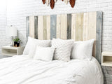 Farmhouse Mix Solid Wood Queen Headboard - Handcrafted Floating Wall Mount, Adjustable Height Barn Walls