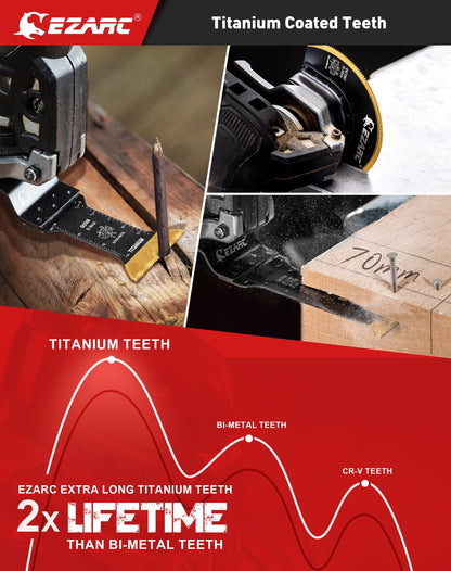 EZARC 7PCS Oscillating Tool Blades Kit, Titanium Oscillating Saw Blades for Wood Nails, Metal, Plastic Multitool Blades Kits with Japanese Teeth Fit - WoodArtSupply