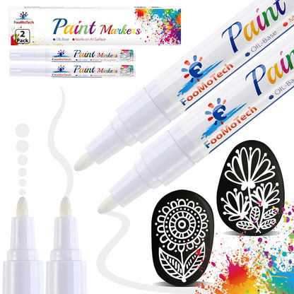 Paint Markers Pens - Single Color 6 Pack Permanent Oil Based Paint Pen,  Medium Tip, Quick Dry and Waterproof Marker for Rock, Wood, Fabric,  Plastic, Canvas, Glass, Mugs, Canvas, Glass