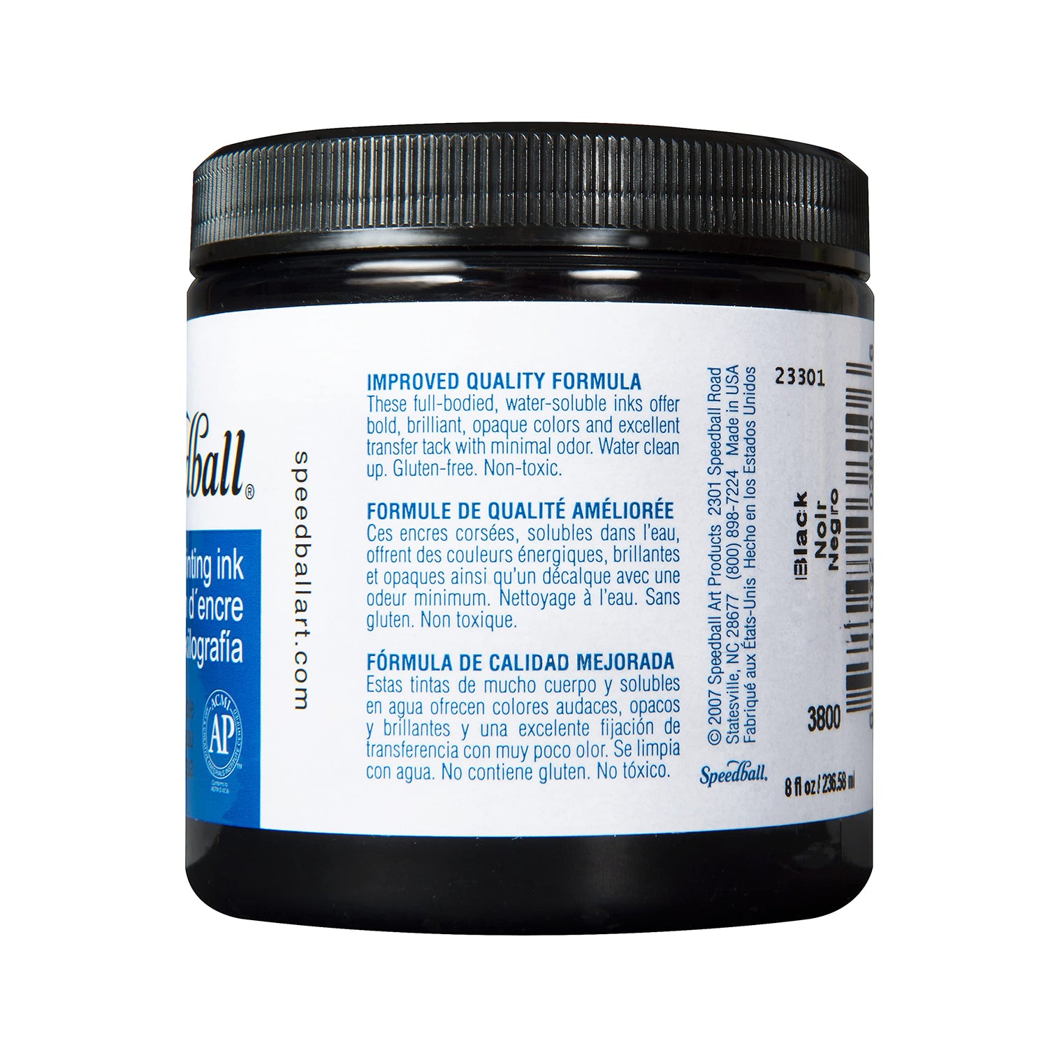 Speedball Water-Soluble Block Printing Ink, 8-Ounce Jar, Black Speedball