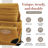 Style n Craft 10-Pocket Carpenter’s Nail & Tool Pouch, Heavy-Duty Leather Tool Pouch, Perfect and Durable Full-Grain Leather Pouch, Yellow with Black Style N Craft