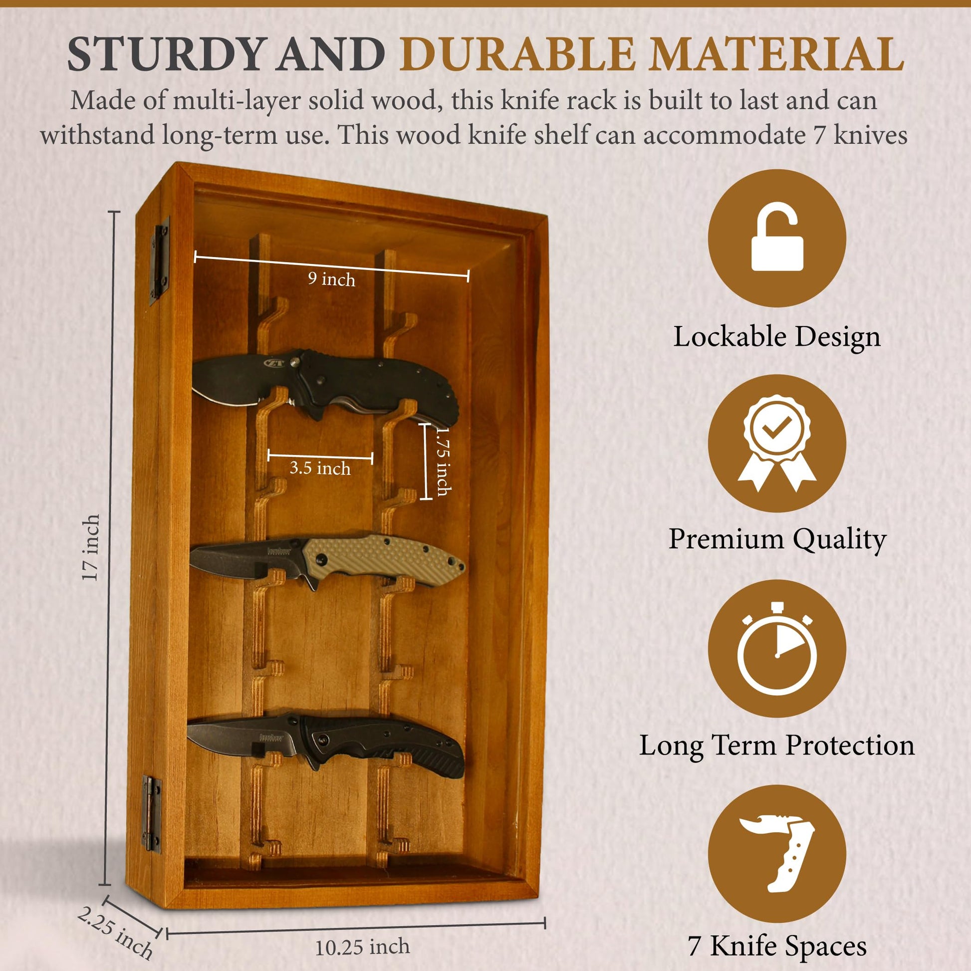 Wooden Knife Display Case with Lockable Clear Acrylic Cover - Wall Knife Display - Pocket Knife Display Case – Knife Cases for Collections - Knife - WoodArtSupply