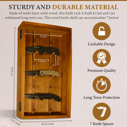 Wooden Knife Display Case with Lockable Clear Acrylic Cover - Wall Knife Display - Pocket Knife Display Case – Knife Cases for Collections - Knife - WoodArtSupply