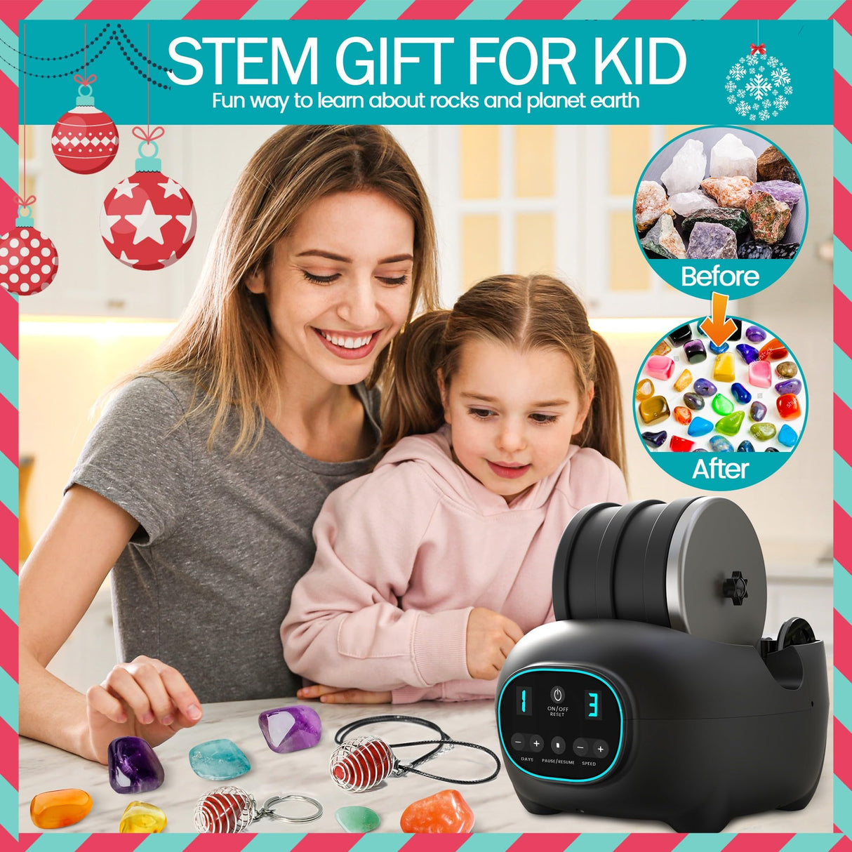 Lefree store Rock Tumbler Kit for Adults Kids, Professional Rock Polisher with 3LB Leak Proof Rubber Barrel, Includes 1 LB Rough Rocks,4 Rock Tumbler Lefree store