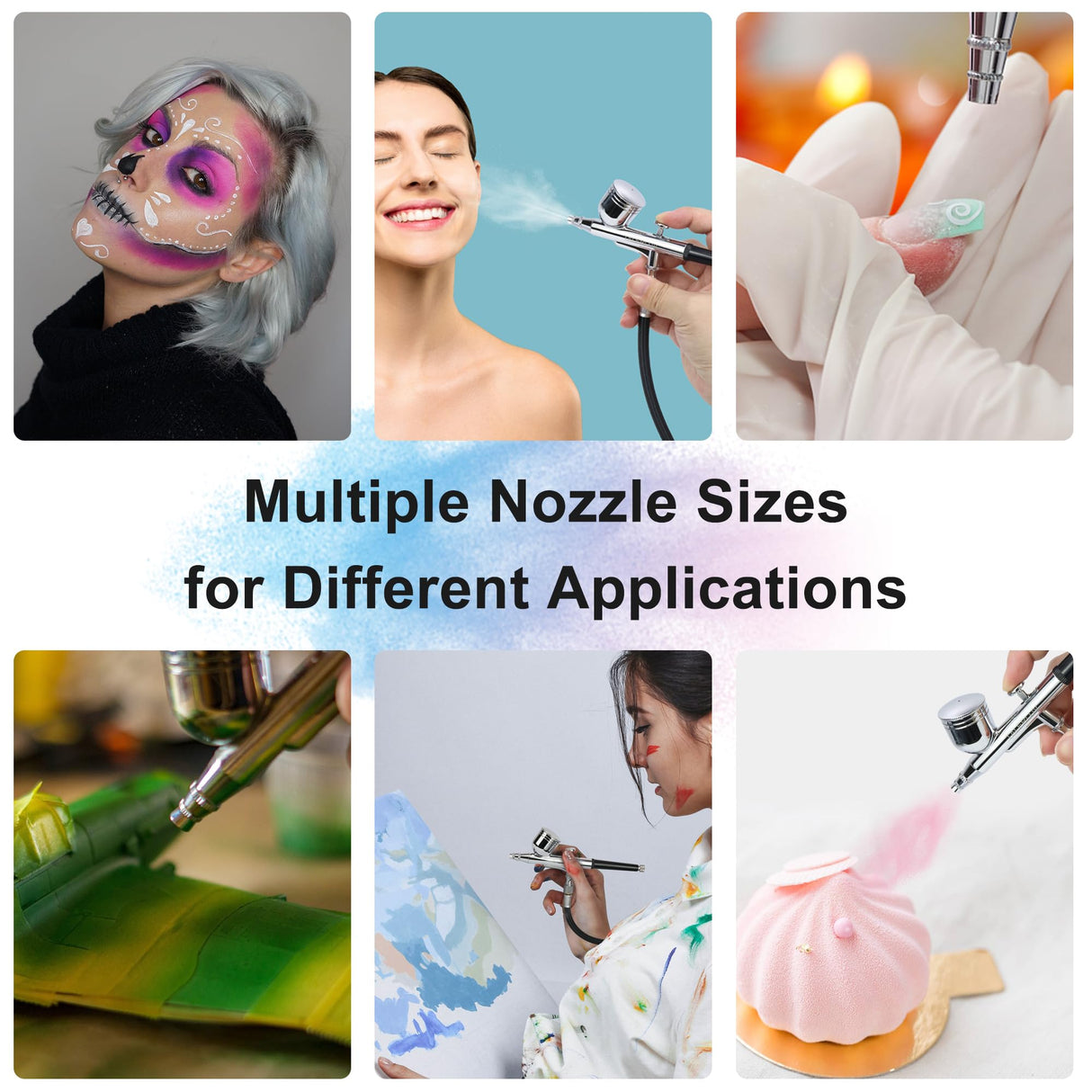 Adjustable Airbrush Compressor Kit - 3 PSI Settings up to 30 PSI, Dual Action Airbrush with Multiple Nozzles and Accessories for Painting, Model talerluv