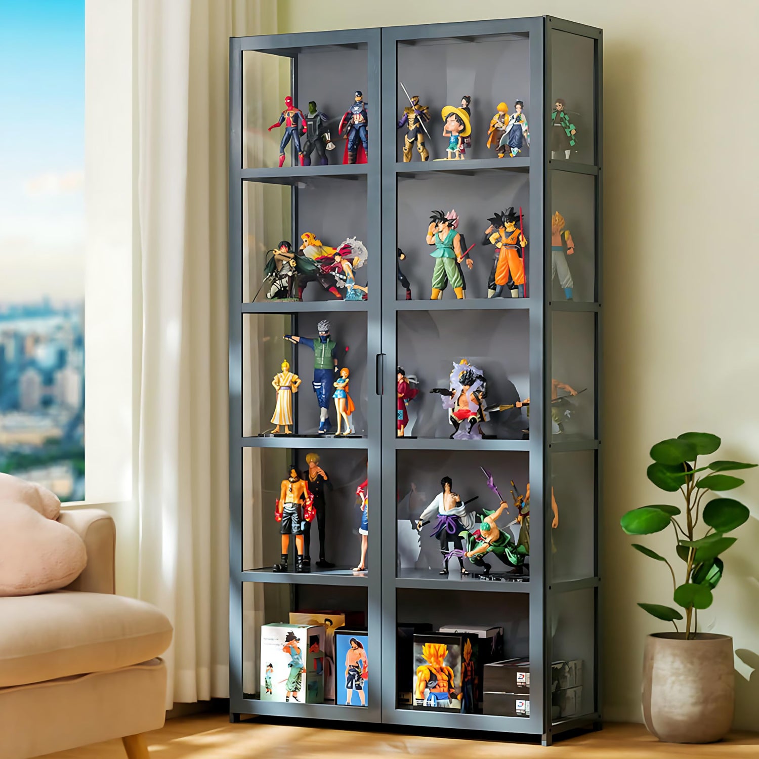 Curio Display Cabinet, Storage Cabinet with 5-Tier Storage Shelves, Display Case with Acrylic Cabinet Door, Toy Organizers Rack & Display Shelf QEWYHGRY