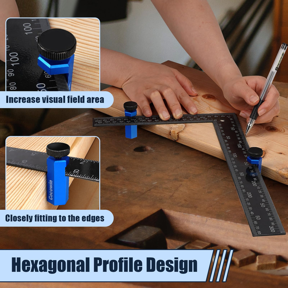 Cocowin Tall Stair Gauges for Framing Square with Holder and Carabiner Stair guages Knobs Tool for Circular Saw Metal Stair Stringer Layout Tool for Cocowin