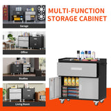 Washsemba Garage Metal Storage Cabinet for Garage with Adjustable Shelves Wheels, Rolling Tool Chest, Assembly Required, Warehouse, Basement, Tool Washsemba