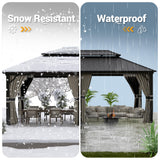 UDPATIO 12' x 20' Hardtop Gazebo, Outdoor Aluminum Gazebo with Galvanized Steel Double Roof, Permanent Metal Canopy with Curtains and Netting for UDPATIO