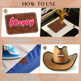 Yunlly 180 Pcs Rustic Leather Patches for Hats with Adhesive Heat Laser Engraving Blanks Patch Faux Leatherette Blank Patches for Embroidery Sew Yunlly