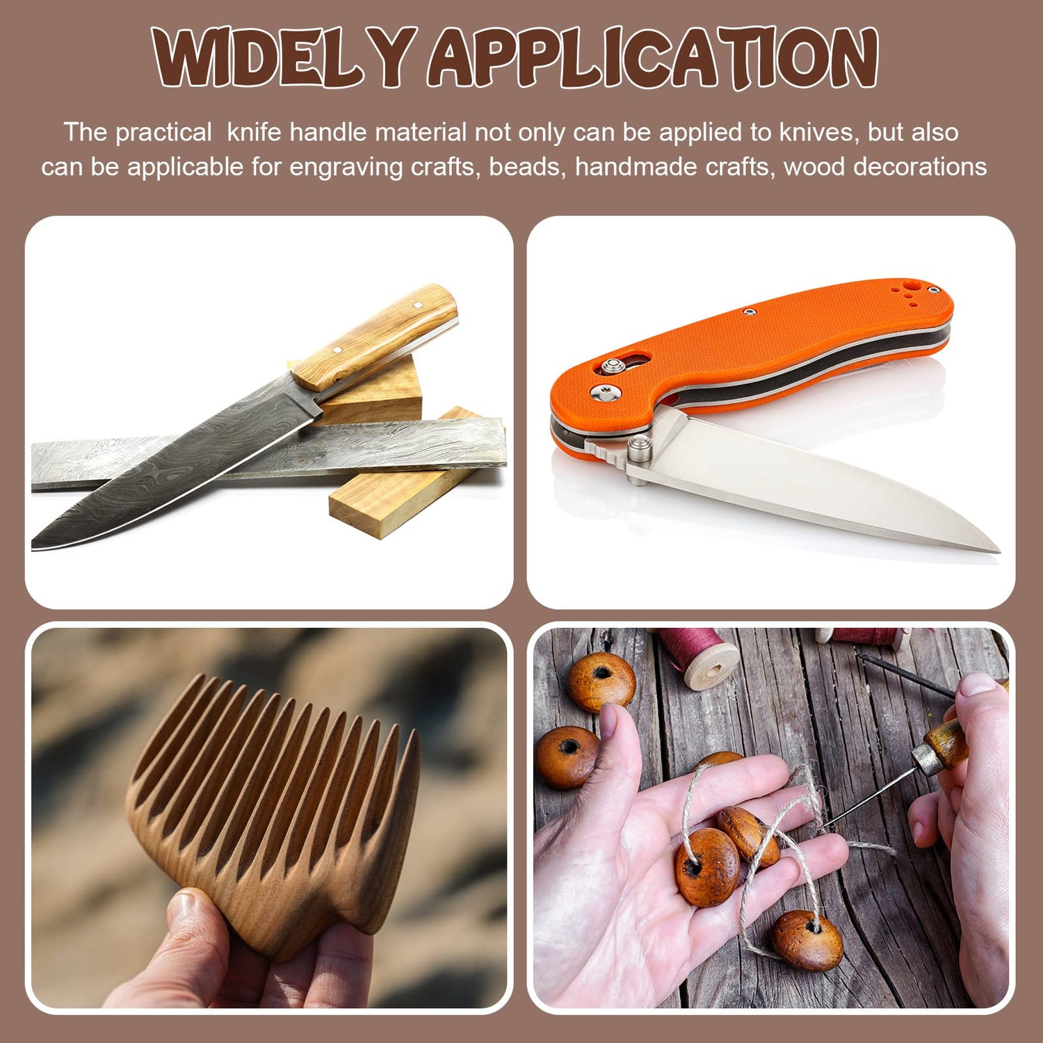 Sasylvia 4 Pcs Black Ebony Lumber Wood Timber Handle Plate Natural Wood Knife Handle Scales Knife Scales Lumber Blank for DIY Music Instruments Tools Sasylvia