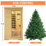 Zugoni 1 Person Mini Far Infrared Sauna Room, Wood Side-Opening Indoor Sauna Low EMF 5 Heating Panels 1050W Infrared Therapy for Personal Wooden Dry Zugoni