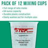 Custom Shop - Pack of 12-64 Ounce Graduated Paint Mixing Cups (2 Quarts) - Cups Have Calibrated Mixing Ratios on Side of Cup - Cups Hold 80-Fluid Custom Shop