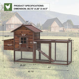 Wooden Chicken Coop Large Outdoor Hen House with Nest Box Poultry Cage Rabbit Hutch 80''- Waterproof UV Panel Brown Grezone