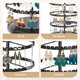 LASZOLA 6 Tier Rotating Earring Holder Organizer, Adjustable Metal Jewelry Display Stand for Women Girls, 480 Holes and Grooves Large Stud Earring LASZOLA