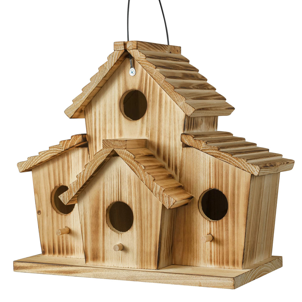 Bird Houses for Outside,Bluebird Finch 4 Room Outdoor Bird Houses for Garden, Up to 4 Bird Families, Large Hole for Bird Families' Needs NATUREYLWL